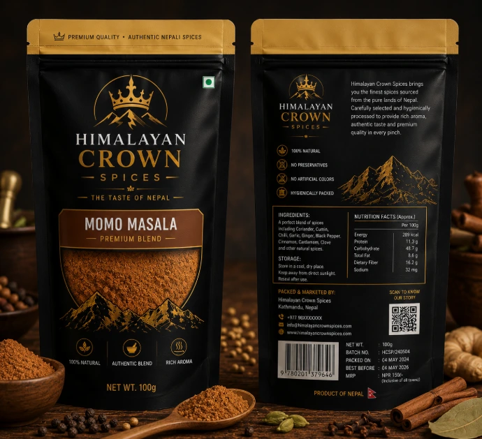 Himalayan Crown Spices Momo Masala Powder Packaging