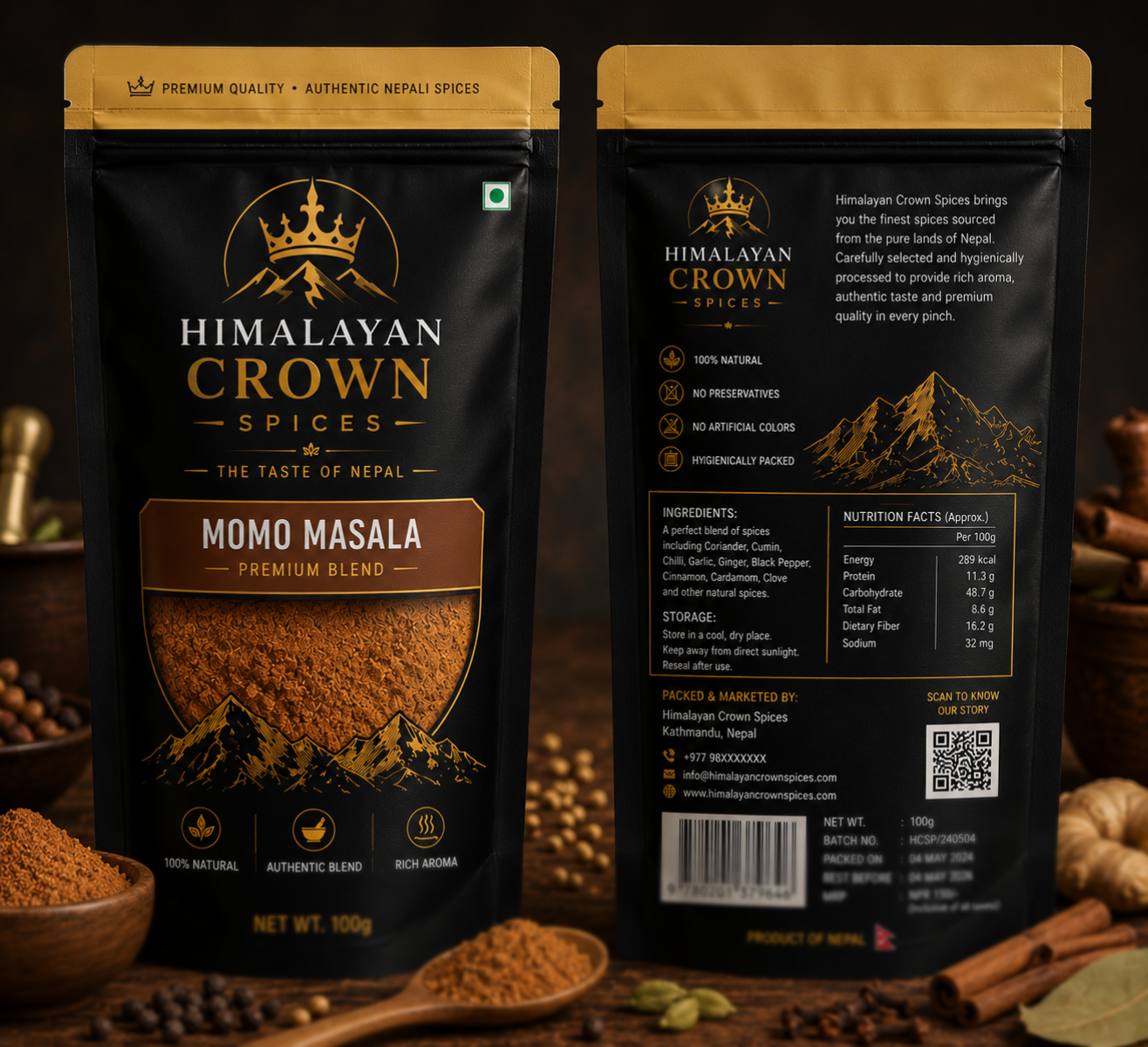 Himalayan Crown Spices Momo Masala packaging