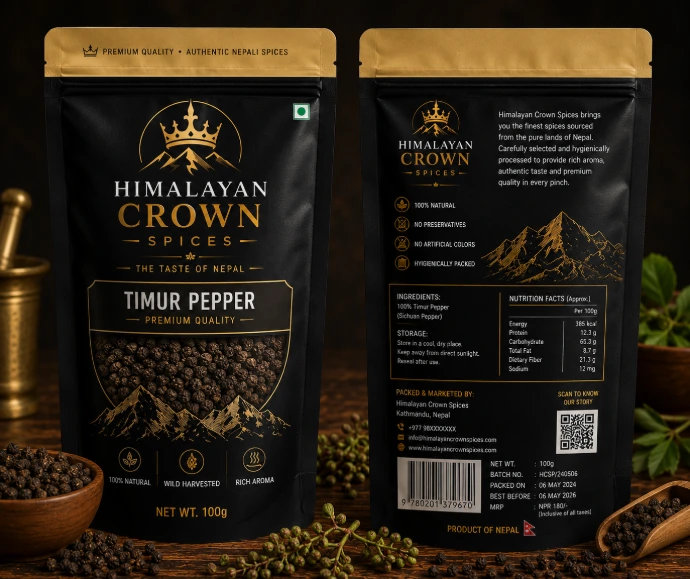 Himalayan Crown Spices Timur Pepper Whole Packaging