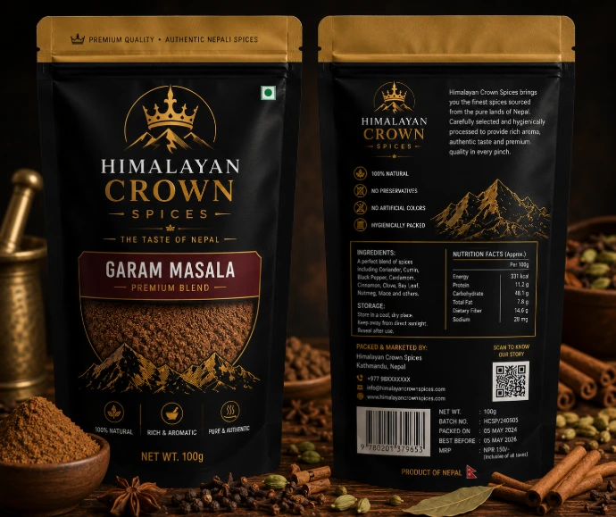 Himalayan Crown Spices Garam Masala Powder Packaging